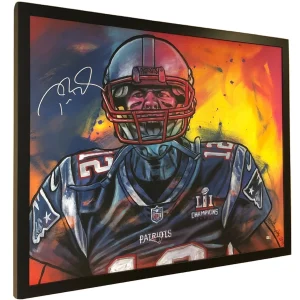 Tom Brady Autographed Patriots Original Artwork Hand Painted Canvas TRISTAR COA