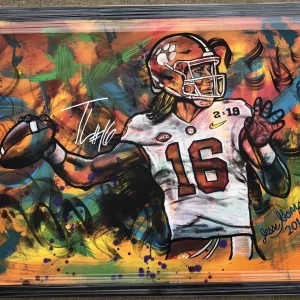 PSA/DNA Clemson TREVOR LAWRENCE Signed Autographed FRAMED Original Artwork Auto
