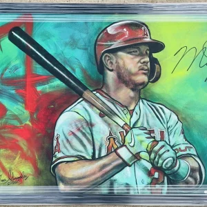 LA Angels #27 MIKE TROUT Signed Autographed ORIGINAL ARTWORK Baseball Painting