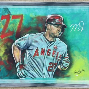 LA Angels #27 MIKE TROUT Signed Autographed ORIGINAL ARTWORK Baseball Painting