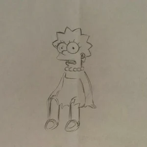 SIMPSONS CARTOON ANIMATION ART PENCIL CEL DRAWING OF LISA SIMPSON        RARE