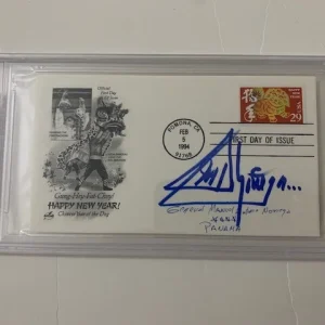 MANUEL NORIEGA SIGNED CHINESE NEW YEAR FIRST DAY COVER RARE JSA+PSA SLAB