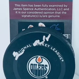 Zach Hyman signed Edmonton Oilers Official Game Puck autographed JSA