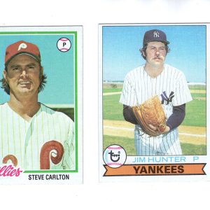1978 STEVE CARLTON+1979 CATFISH HUNTER BASEBALL CARDS AMAZING CONDITION