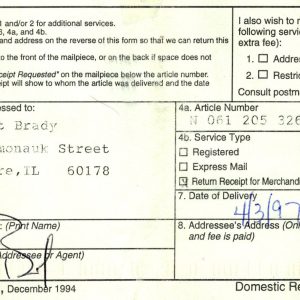 PAT BRADY HAND SIGNED POSTAL CARD FROM 1997+COA ROSE IS ROSE CARTOONIST