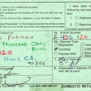 TOM FORMAN HAND SIGNED POSTAL CARD+COA         MOTLEY'S CREW CARTOONIST