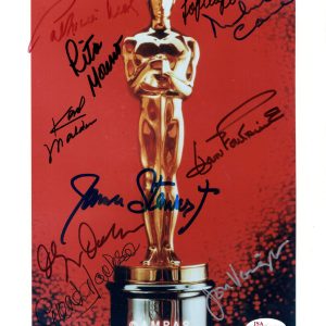 OSCAR STATUE SIGNED 8x10 PHOTO 10 SIGNED JIMMY STEWART+LOREN+CAINE JSA LOA