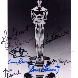 OSCAR STATUE SIGNED 8x10 PHOTO 9 SIGNED JIMMY STEWART+CAINE+DENCH JSA LOA