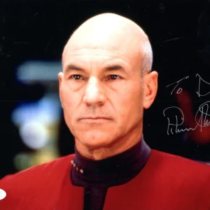 PATRICK STEWART HAND SIGNED 8x10 PHOTO      STAR TREK POSE     TO DAVID      JSA