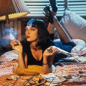 Uma Thurman Signed Pulp Fiction 11x14 Photo Autograph Mia Wallace Beckett COA