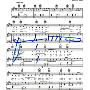 Patti Smith Signed Autograph Because The Night Sheet Music 8.5x11 Print COA