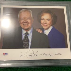 JIMMY CARTER + ROSALYNN CARTER HAND SIGNED 8x10 PHOTO   VERY RARE    PSA SLABBED