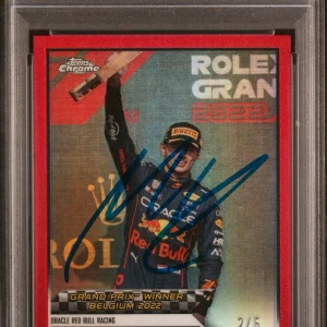 2023 Topps Chrome F1 #157 Max Verstappen Red Refractor Auto /5 PSA MINT 9/GEM 10