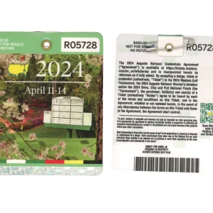 2024 Augusta Masters Badge Ticket Stub Scottie Scheffler 2nd Masters Win PGA