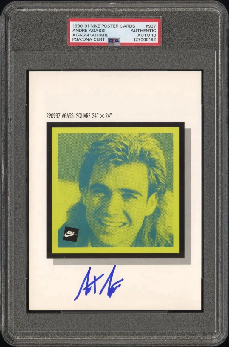 1990-1991 Nike Poster Cards #937 Andre Agassi Square Signed PSA GEM MINT 10 AUTO