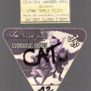 STONE TEMPLE PILOTS USED CONCERT TICKET+BACKSTAGE PASS 1994 SCOTT WEILAND