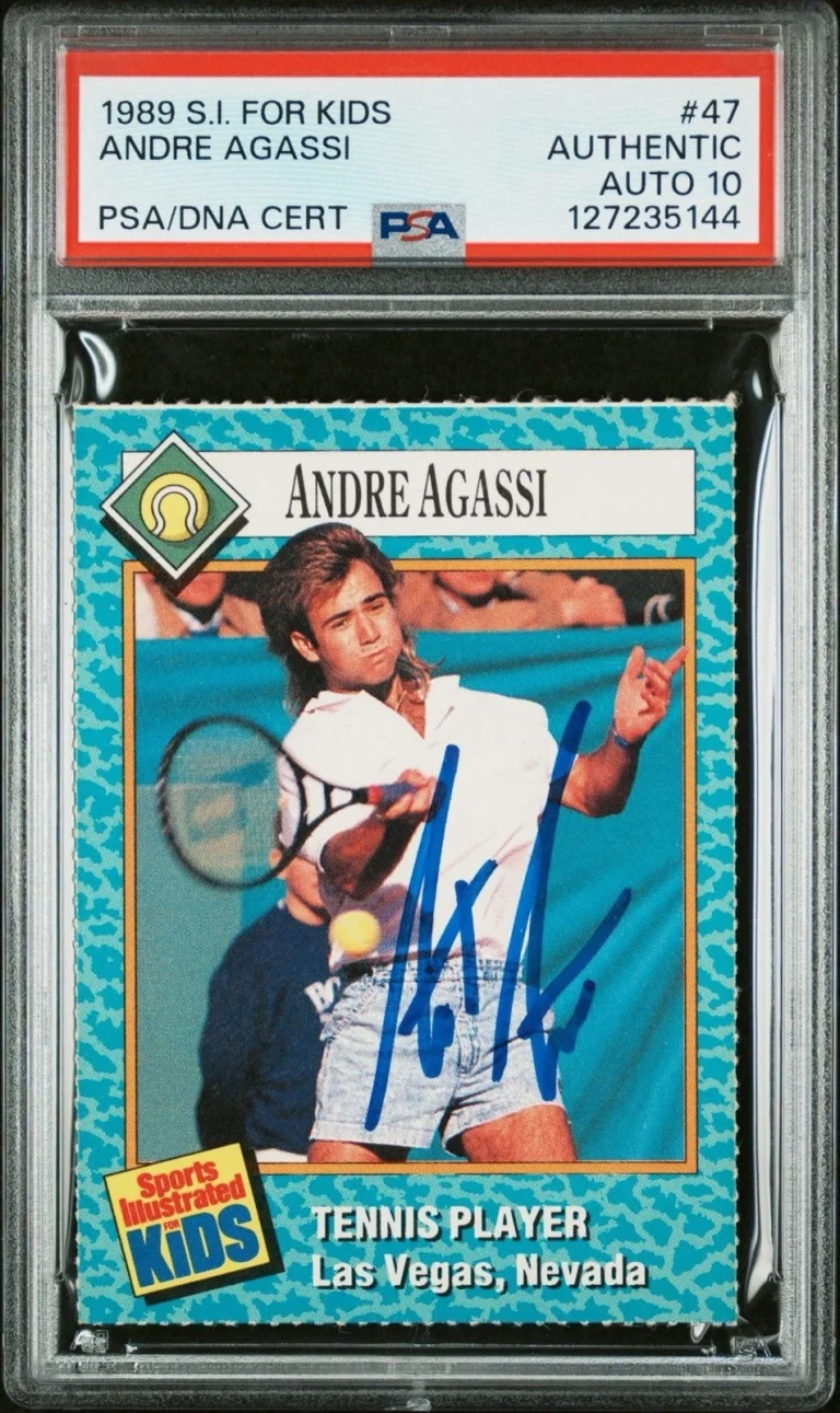 1989 SI For Kids #47 Andre Agassi Signed Tennis Rookie Card PSA GEM AUTO 10 RC