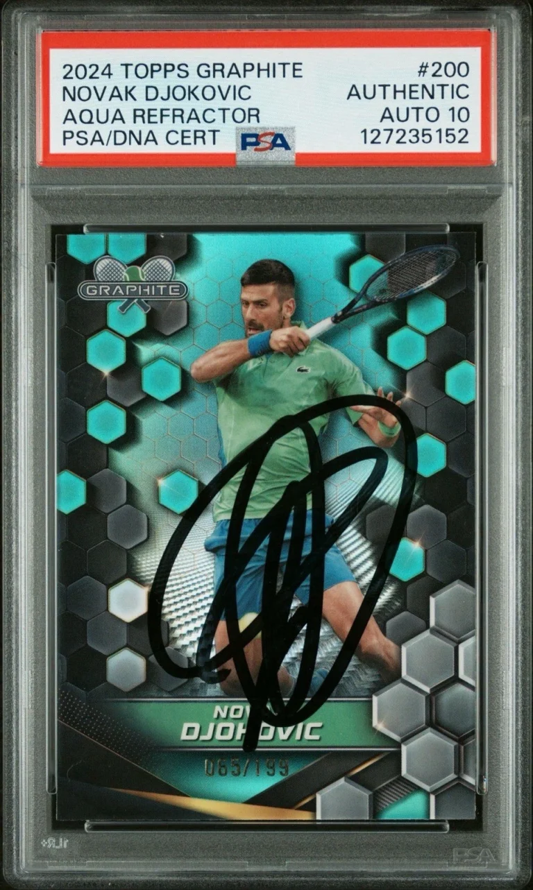 2024 Topps Graphite #200 Novak Djokovic Aqua Refractor /199 PSA GEM MT AUTO 10