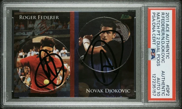 2011 Ace Authentic #DP2 Novak Djokovic Signed Match Pt 2 Federer PSA GEM AUTO 10
