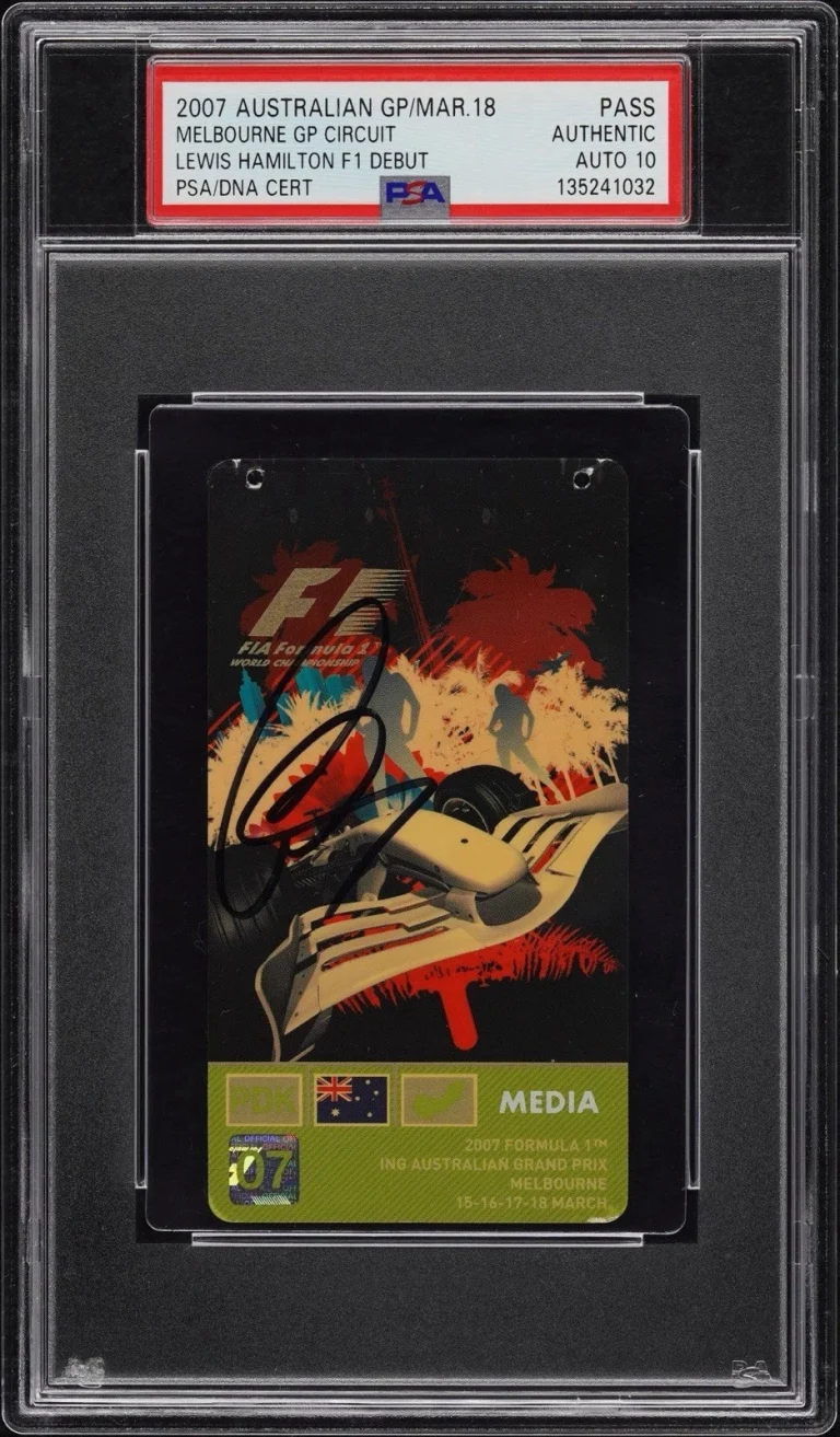 Lewis Hamilton Signed 2007 Australian Grand Prix F1 DEBUT Ticket PSA GEM 10 AUTO