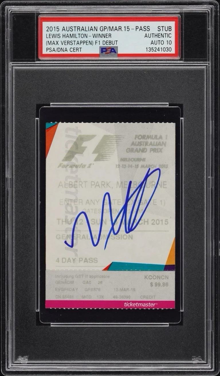 Max Verstappen Signed 2015 Australian GP F1 DEBUT Ticket Stub PSA GEM MT 10 AUTO