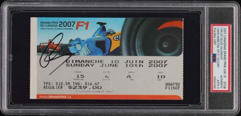 Lewis Hamilton Signed 2007 Canadian Grand Prix 1st F1 Victory Ticket PSA AUTO 9