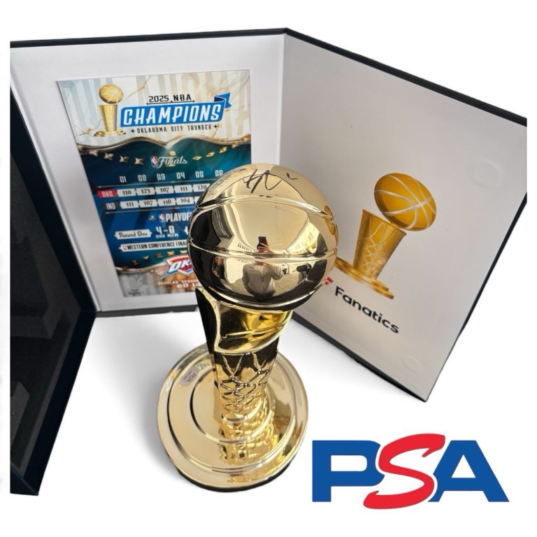 SHAI GILGEOUS-ALEXANDER SIGNED 2025 NBA FINALS CHAMPION TROPHY PSA AUTO THUNDER