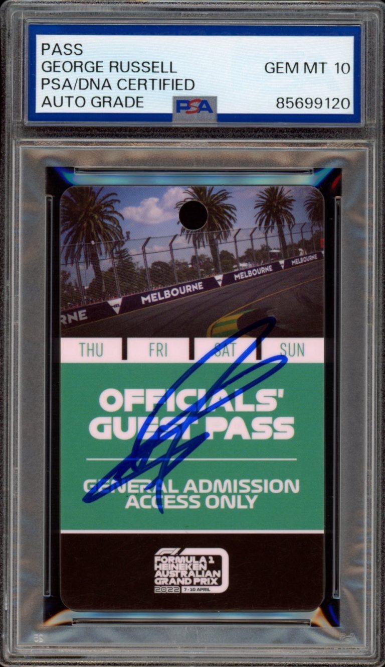 George Russell Signed 2022 F1 Australian GP 1st Mercedes Podium Pass PSA 10 AUTO