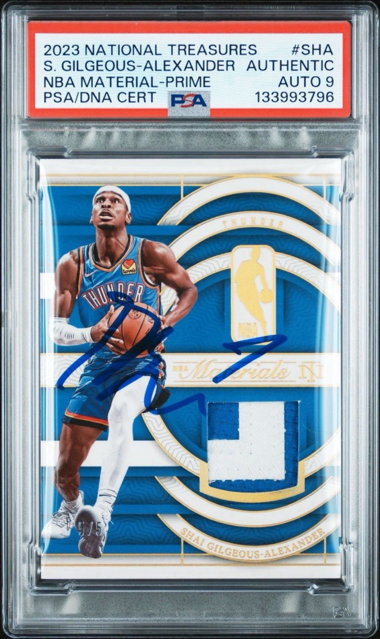 2023 National Treasures Shai Gilgeous-Alexander NBA Material Prime /5 PSA AUTO 9