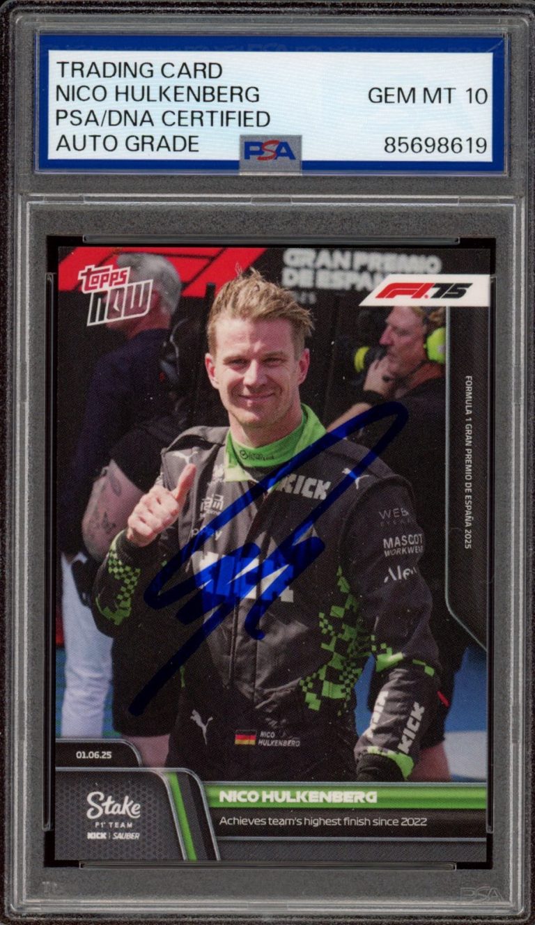 2025 Topps Now F1 #42 Nico Hulkenberg Signed P5 Spanish GP PSA/DNA GEM AUTO 10