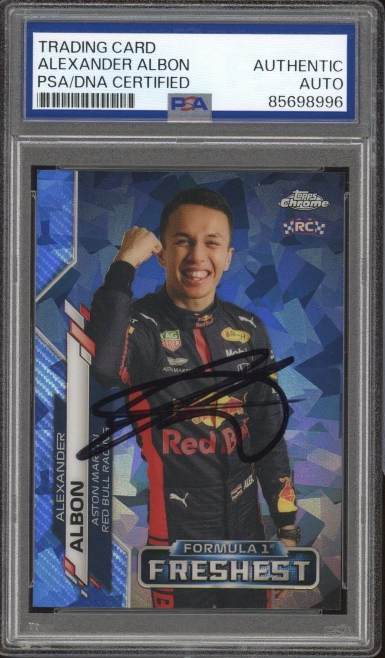 2020 Topps Chrome F1 #198 Alex Albon Signed Sapphire Rookie Card PSA/DNA AUTO