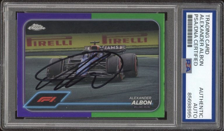 2024 Topps Chrome F1 #91 Alex Albon Signed Purple Green Refractor PSA/DNA AUTO