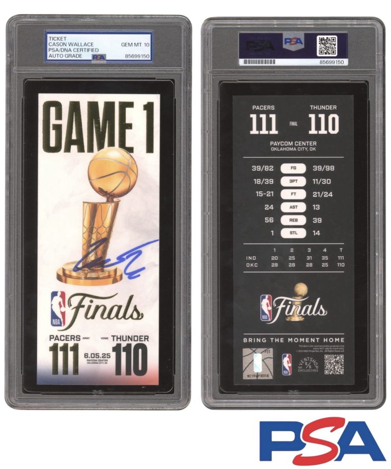 Cason Wallace Signed 2025 NBA Finals Debut Game 1 Ticket PSA AUTO 10 OKC THUNDER