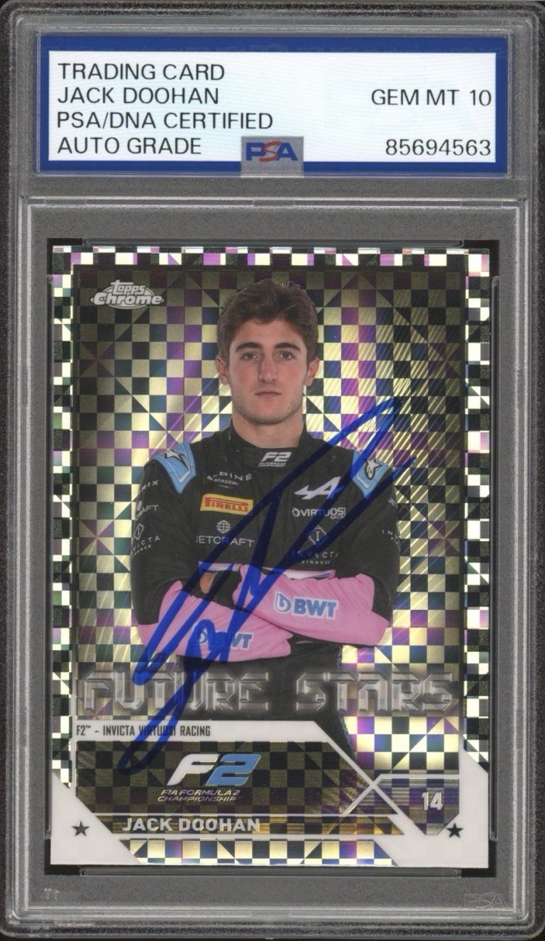 2023 Topps Chrome F1 #72 Jack Doohan Signed Checkered Flag Rookie PSA AUTO 10 RC