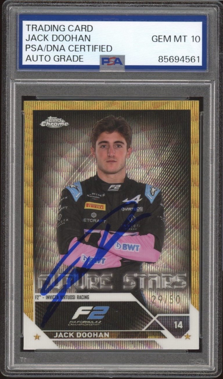 2023 Topps Chrome F1 #72 Jack Doohan Signed Gold Wave Rookie /50 PSA AUTO 10 RC