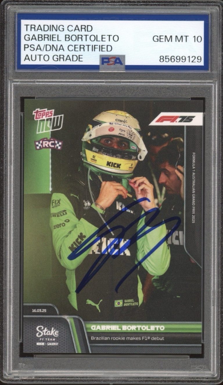 2025 Topps Now F1 #16 Gabriel Bortoleto Signed F1 Debut Rookie PSA AUTO 10 RC
