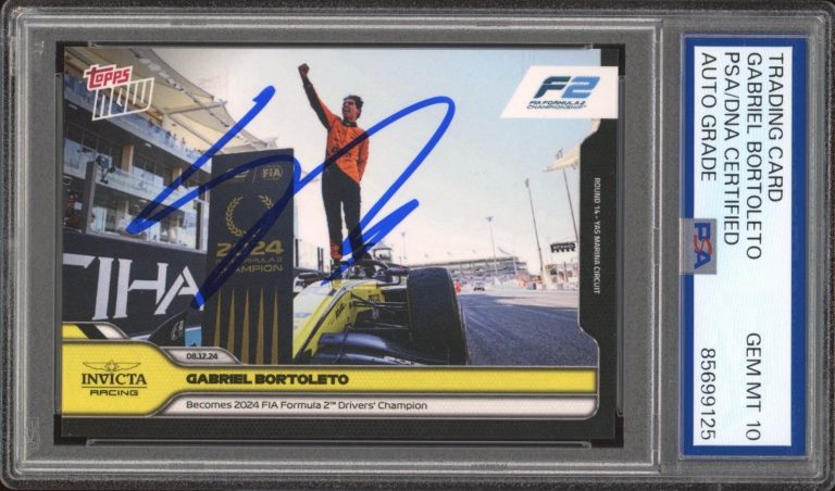 2024 Topps Now F1 #81 Gabriel Bortoleto Signed F2 Champion Rookie PSA AUTO 10 RC