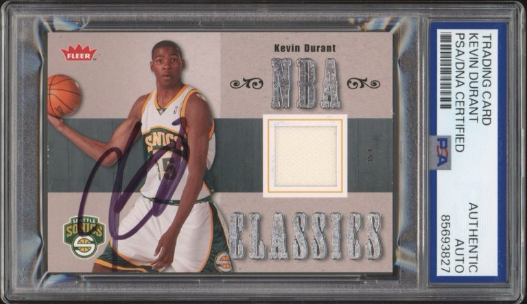 2007-08 Fleer #TT-KD Kevin Durant Signed NBA Classics Rookie Relic RPA PSA AUTO