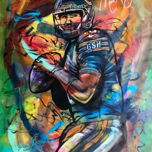 Chicago Bears #10 MITCH TRUBISKY Signed ORIGINAL ARTWORK Authentic Painting PSA