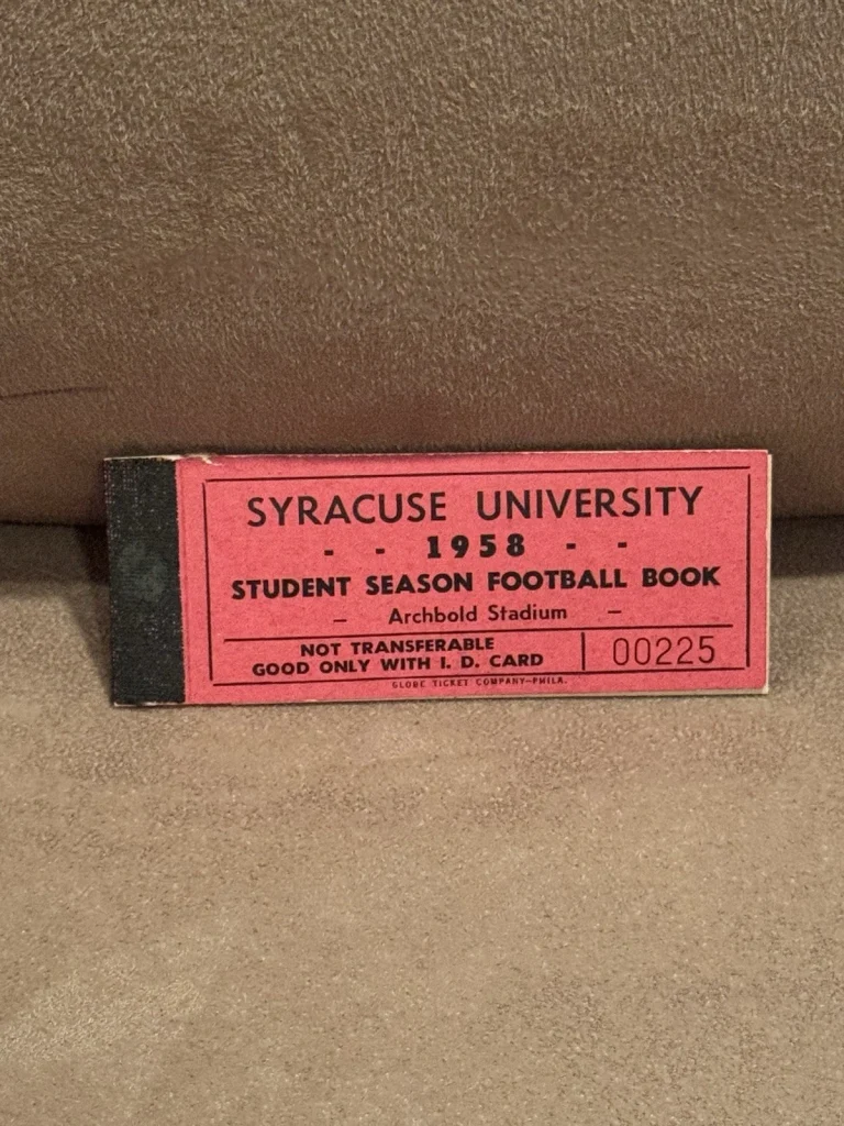 1958 SYRACUSE FOOTBALL SEASON TICKET BOOK ARCHBOLD STADIUM WOW COLLECTIBLE MEMORABILIA