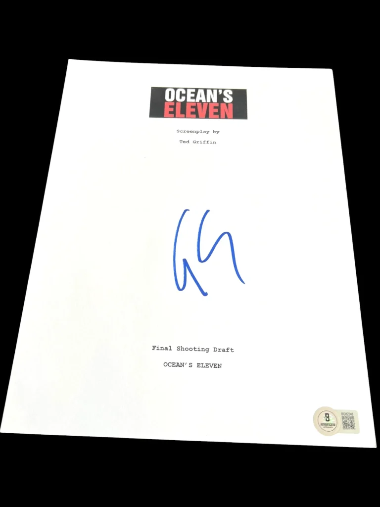 GEORGE CLOONEY SIGNED AUTOGRAPH MOVIE SCRIPT OCEANS ELEVEN PITT BECKETT BAS D