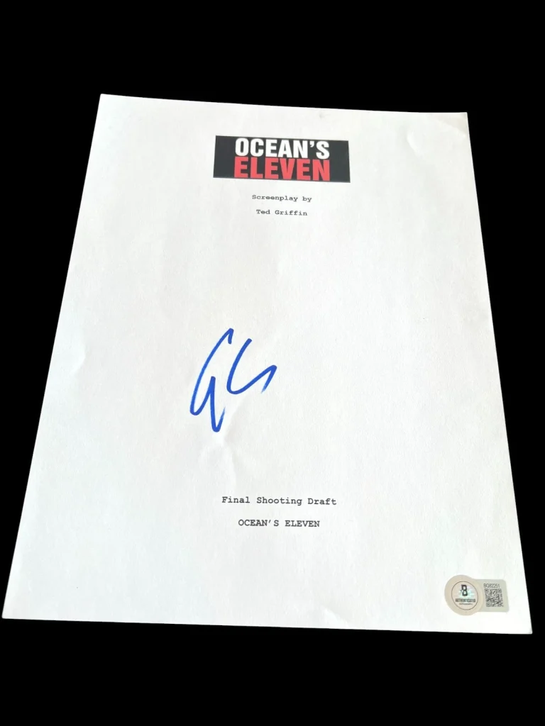 GEORGE CLOONEY SIGNED AUTOGRAPH MOVIE SCRIPT OCEANS ELEVEN PITT BECKETT BAS X1