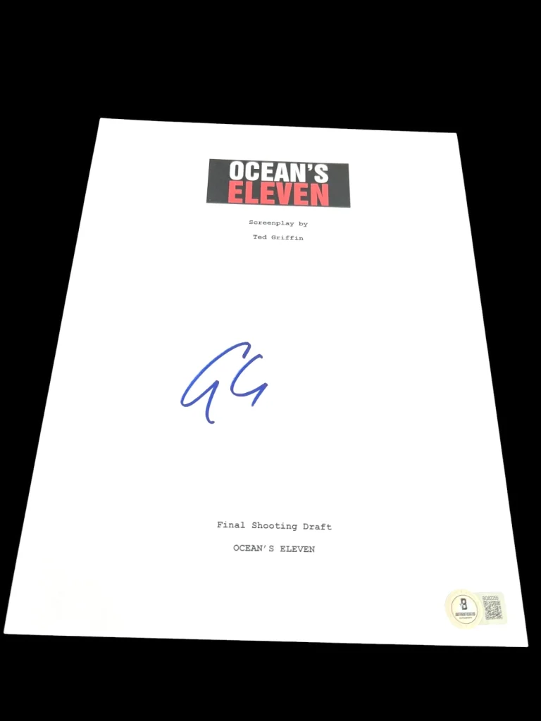 GEORGE CLOONEY SIGNED AUTOGRAPH MOVIE SCRIPT OCEANS ELEVEN PITT BECKETT BAS X5
