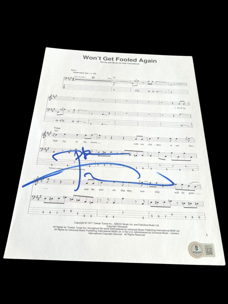 PETE TOWNSHEND SIGNED AUTOGRAPH SHEET MUSIC PINBALL WIZARD THE WHO BECKETT BAS G