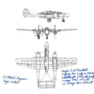 LEE KENDALL & ROBERT FERGUSON DUAL SIGNED P-61 11X14 PHOTOGRAPH (D) WWII PILOTS