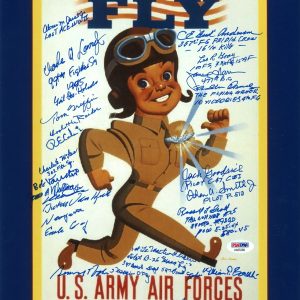 WWII US AIR FORCE VETERANS MULTI SIGNED 11X14 PHOTO PSA DNA AA05288 X25 RARE