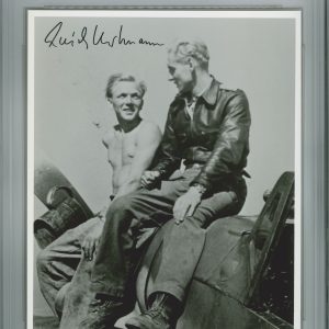 ERICH HARTMANN SIGNED 8X10 PSA DNA (D) WWII ACE 352V ENCAPSULATED