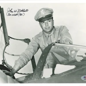JOHN MITCHELL SIGNED 8X10 (D) PSA DNA WWII ACE 11V YAMAMATO MISSION
