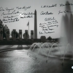 WWII MEMORIAL MULTI SIGNED 11X14 PHOTO PSA X16 WWII VETERANS