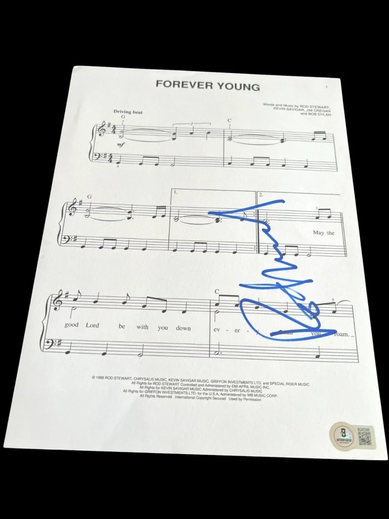 ROD STEWART SIGNED AUTOGRAPH SHEET MUSIC FOREVER YOUNG BECKETT BAS COA D